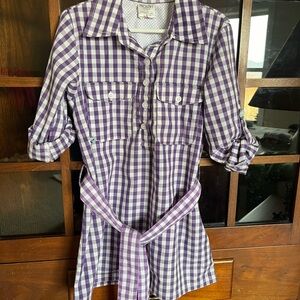 Prodoh Purple Checkered Shirt Dress